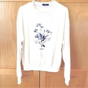 FIRM - Like New SHEIN floral crewneck sweatshirt ivory & purple size medium